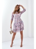 Chiffon dress with a floral print, lavender 02108 - Online store - Boutique